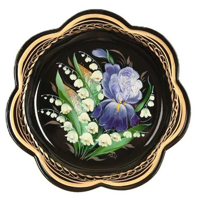 Жостовский поднос декоративный, размер 18 см (A1), металлический