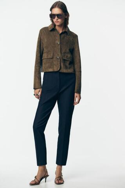 ZARA БРЮКИ С ВЫСОКОЙ ПОСАДКОЙ, МОРСКОЙ СИНИЙ