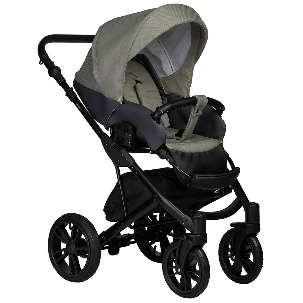 Детская коляска Indigo Mio S 2 в 1 05 т.серая кожа+зеленый