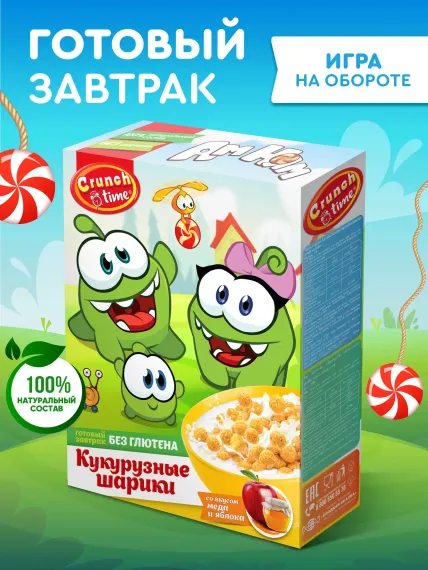 Сухой завтрак мёд яблоко Сладкая сказка crunch time ам ням 170г