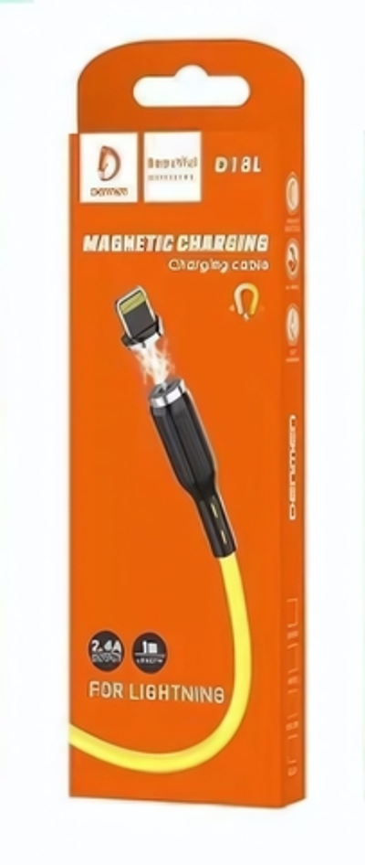 Кабель DENMEN D18L USB-Lightning 2.4A 1м магнитный PVC Yellow