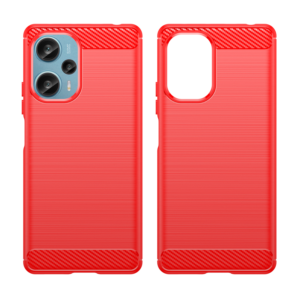 Мягкий защитный чехол красного цвета в стиле карбон для Xiaomi Redmi Note 12 Turbo и Xiaomi Poco F5, серия Carbon от Caseport