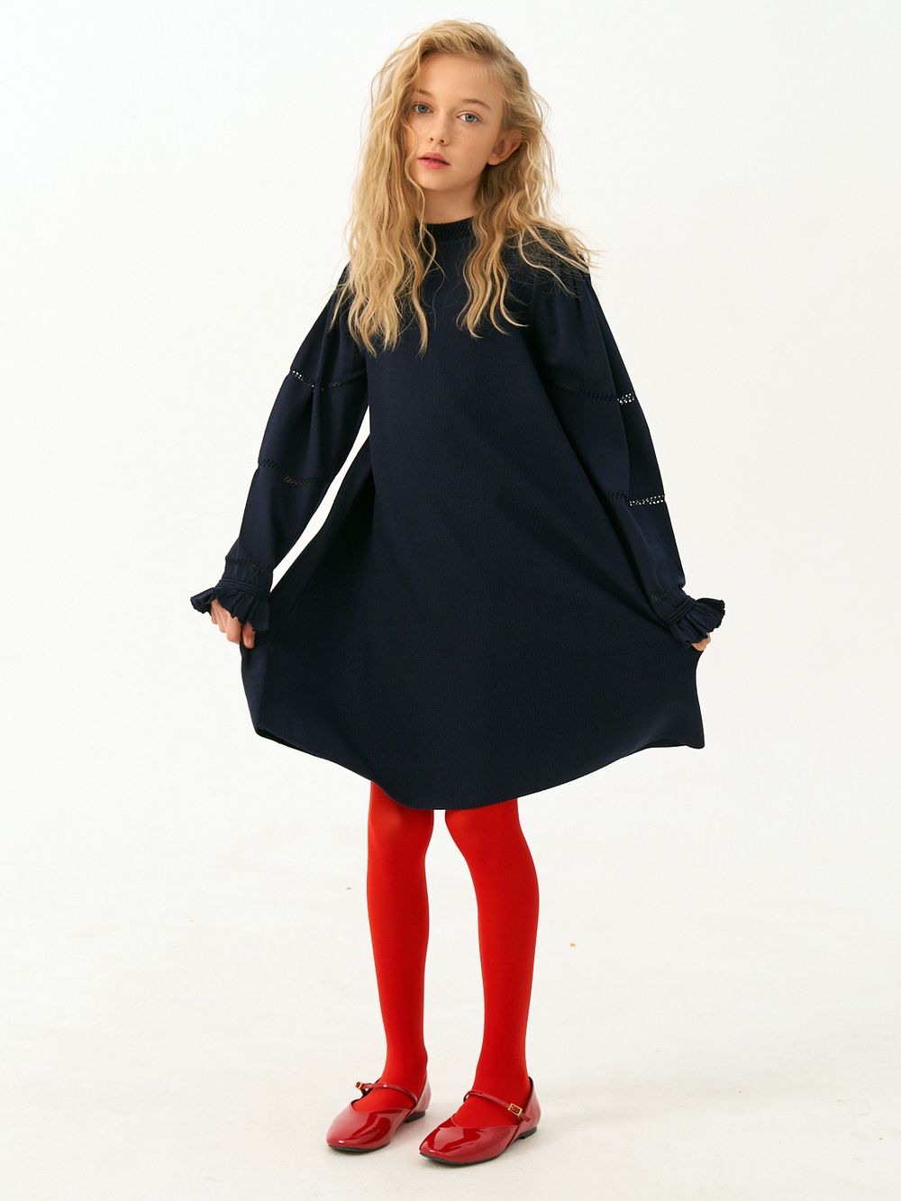 Платье для девочки с длинным рукавом AT1039 синий