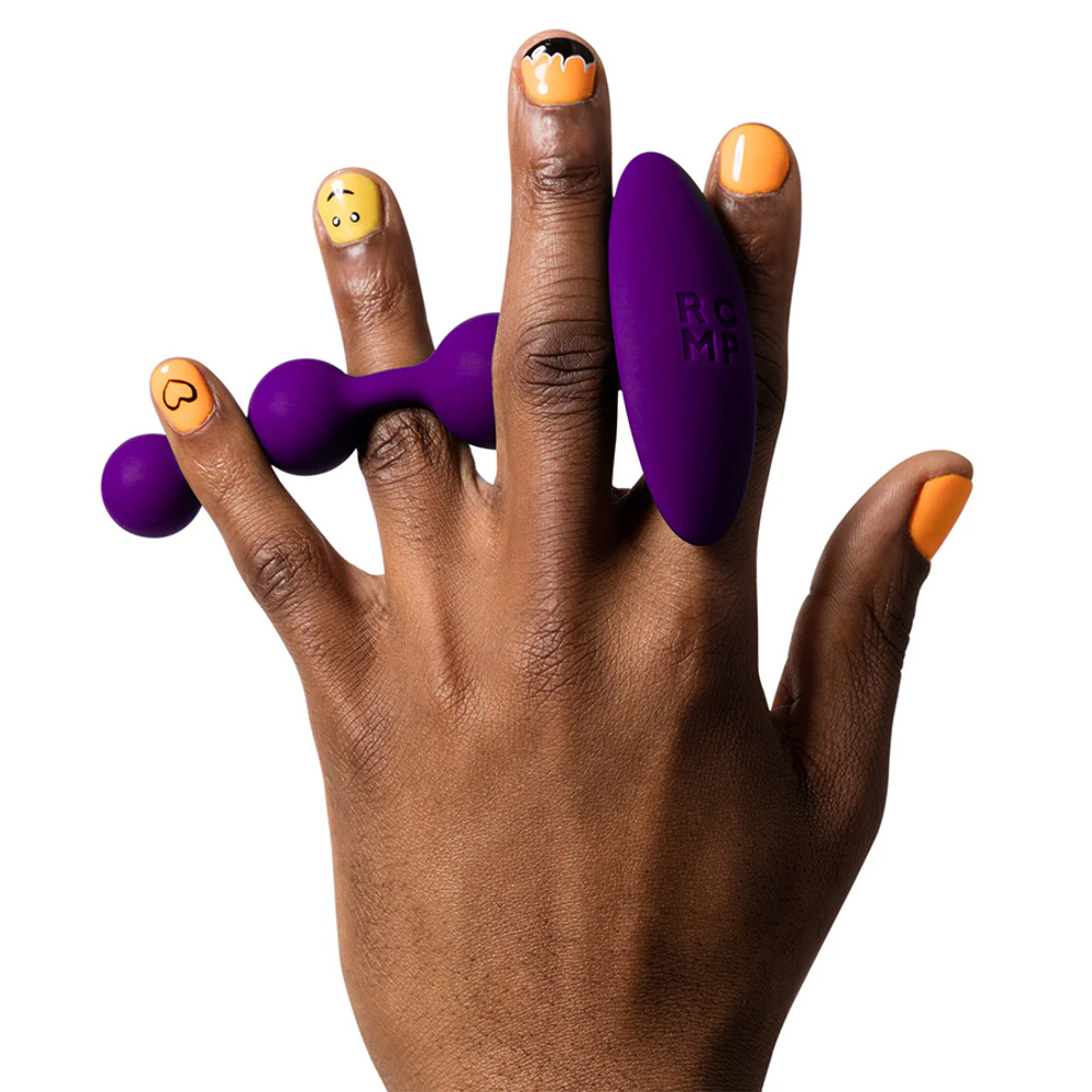 Фиолетовая силиконовая анальная цепочка 13,5см Romp Amp Silicone Anal Plug Dark Purple RP291SG4