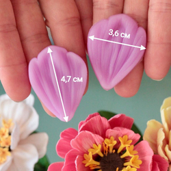 Молды силиконовые для лепки цветов. Набор из 2х штук: серединка цветка и лепесток космеи(цинии) / Форма для лепки из полимерной глины, воска, мыла, самозатвердевающих масс