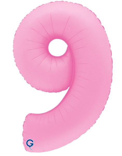 Шар (40''/102 см) Цифра, 9, Розовая Сакура, Матовый, 1 шт.