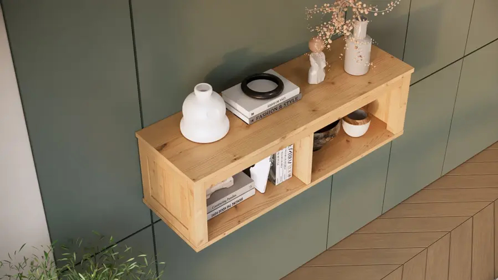 Полка навесная - аналог IKEA HEMNES / ХЕМНЭС/ ХЕМНЕС / КЫМОР / ИКЕА 124х34х37 см, светло-коричневый