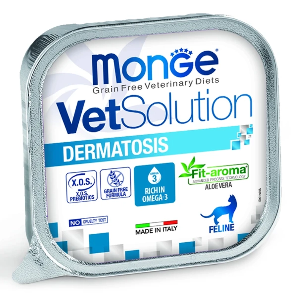 Влажный корм диетический Monge VetSolution Cat Dermatosis Дерматозис для кошек при заболеваниях кожи 100 г - 24 шт