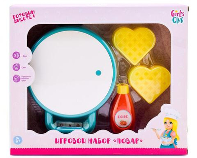 Набор вафельница "Повар"Girl's club"меняет цвет, звук. и свет, коробка