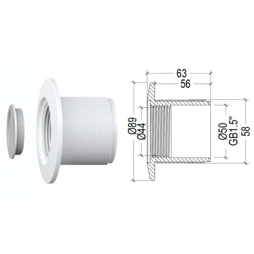 Фланец GR02, 1.5"x 2", для светильников N601, N861, бетон, комплект /N601.GR02/