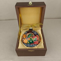 Шар новогодний с круговой росписью Палех "Тройка. Москва" в футляре