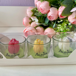 Набор ароматических свечей Белый, Желтый и Красный тюльпаны