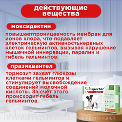 Капли от блох, клещей, глистов и гельминтов Neoterica Inspector(Инспектор) Quadro С Капли для собак 4-10 кг, 1 пипетка