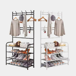 Напольная вешалка для одежды, с этажеркой для обуви 2в1 "Multi-functional shoe and hat rack" 4яруса - 60×26×150 / 80х26х150см