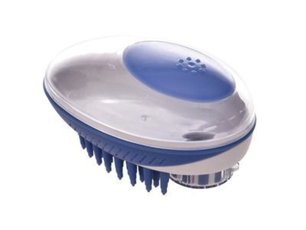 M-PETS Щетка для мытья животных с дозатором для мыла Рубиз, 11,5х7,5 см, цвет синий