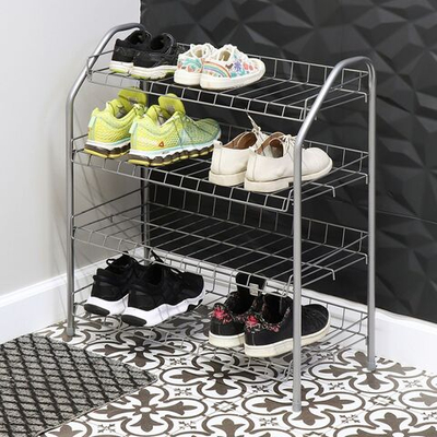 Полка для обуви, мет-л, 4 секц, 66х28х70 см, разборная, сер, Nika, ЭТ1/С