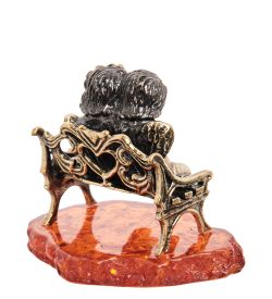 Народные промыслы AM-1608 Фигурка «Ангелочки с корзинкой цветов» (латунь, янтарь)