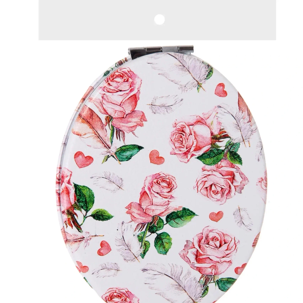 Зеркало косметическое двойное «ФРАТЕЛЛИ», розы, 6,5*8,5см (пакет с подвесом)