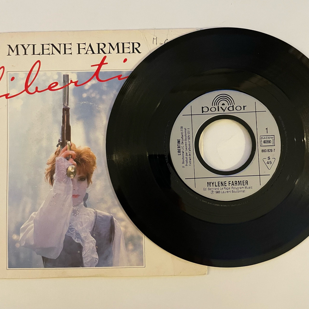 Винтажная виниловая пластинка LP Mylene Farmer Libertine (Франция 1986) 7 дюймов, маленькая пластинка