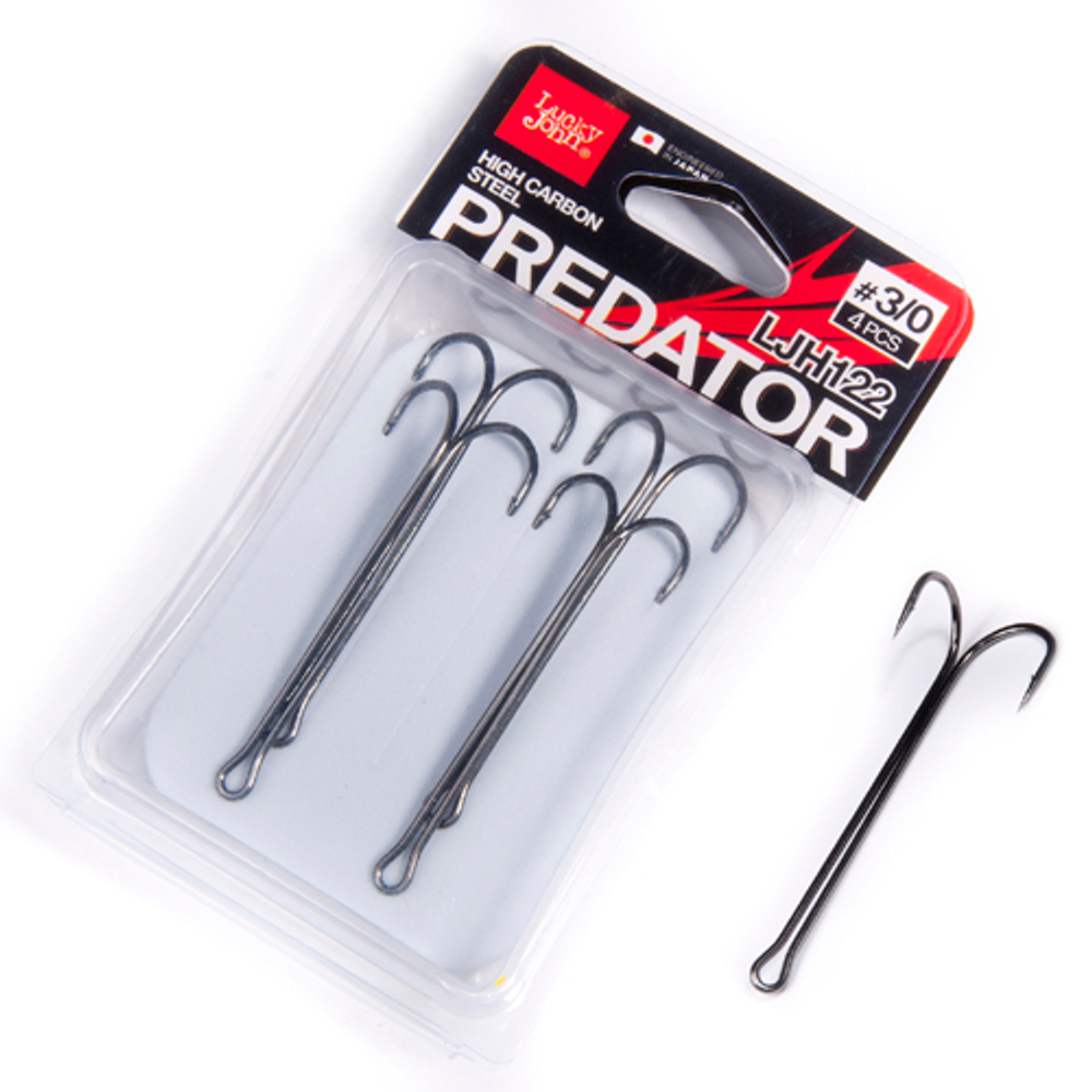 Крючки-двойники Lucky John PREDATOR сер.LJH122 разм.004/0 4шт.