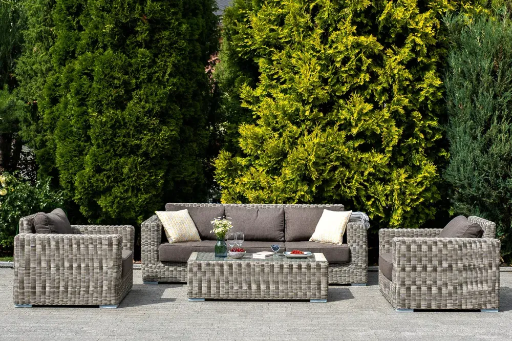 "Боно" журнальный столик из искусственного ротанга, цвет серый