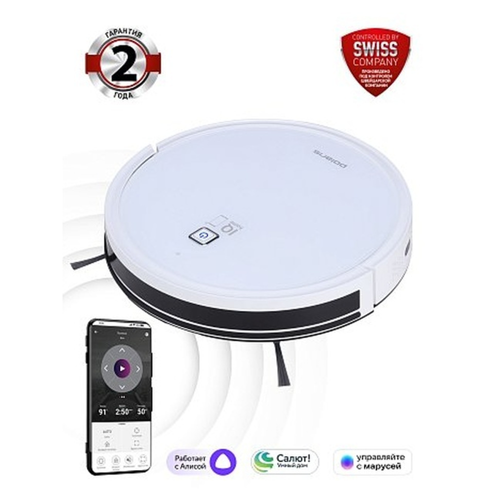Робот-пылесос Polaris PVCR 4105 WI-FI IQ Home Aqua, управление со смартфона, белый