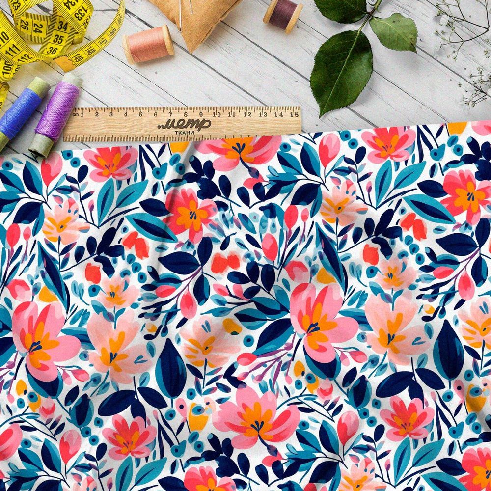 Ткань Барби эффектная луговая фантазия