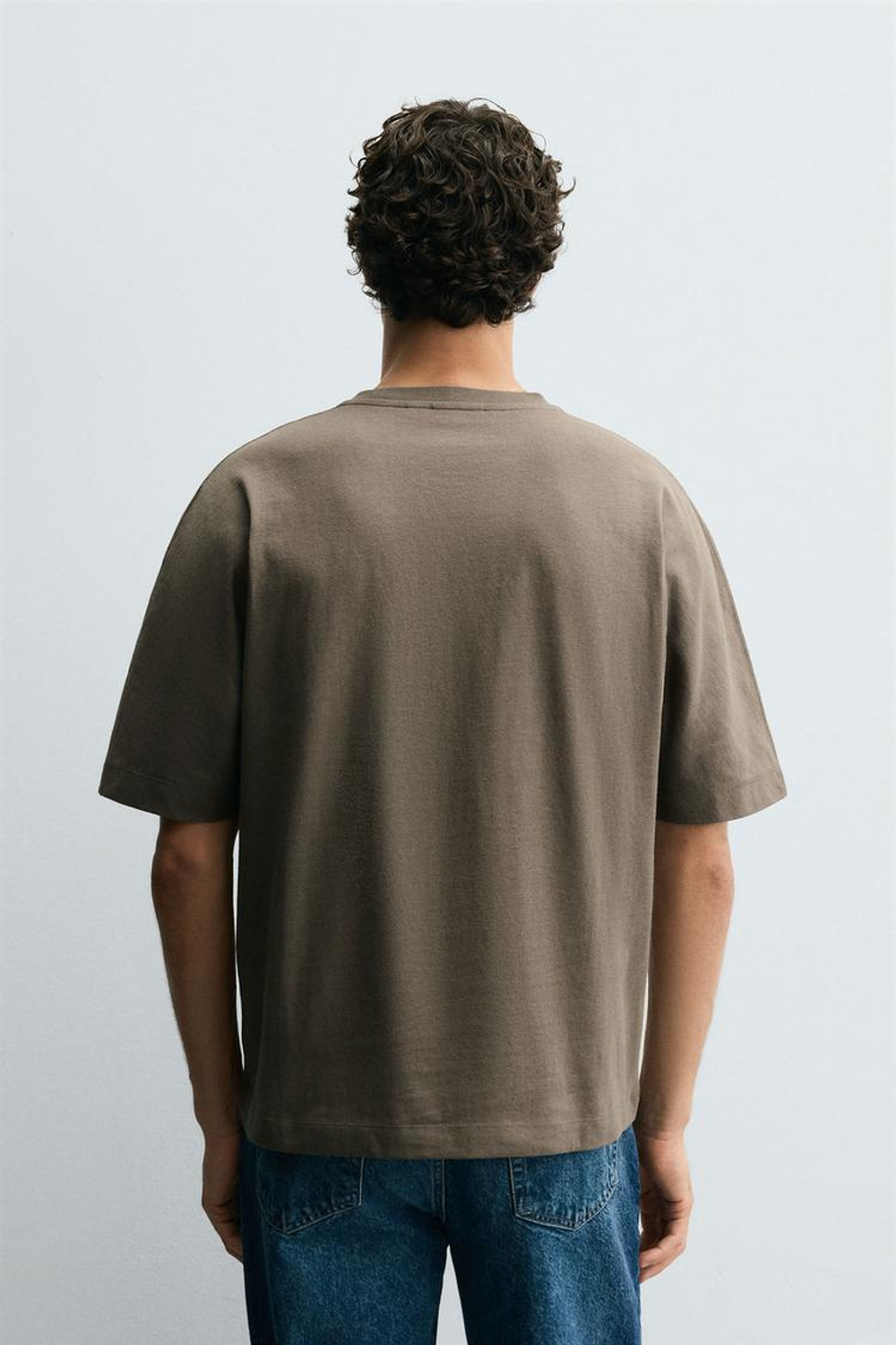 ZARA ФУТБОЛКА С ЭФФЕКТОМ ПОТЕРТОСТИ, ЗЕМЛЯНОЙ