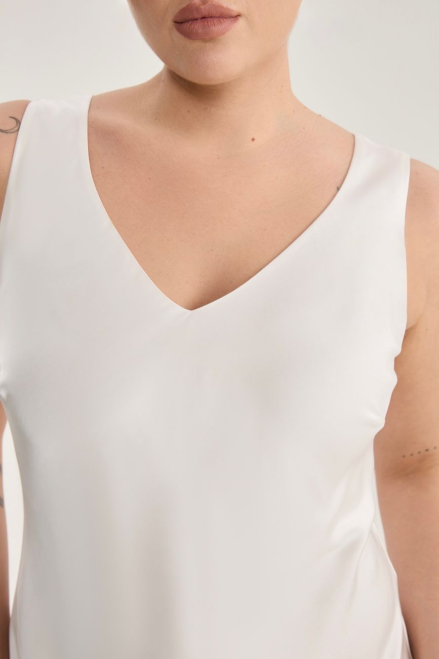 Платье-комбинация на широких бретелях, молочный