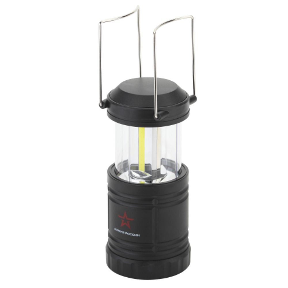 Фонарь кемпинговый светодиодный АРМИЯ РОССИИ KB-502 на батарейках складной мощный светильник с магнитом и крючком черный