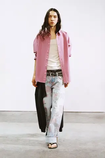 ZARA ДЖИНСЫ TRF LOOSE С НИЗКОЙ ПОСАДКОЙ И ПРИНТОМ, СИНИЙ