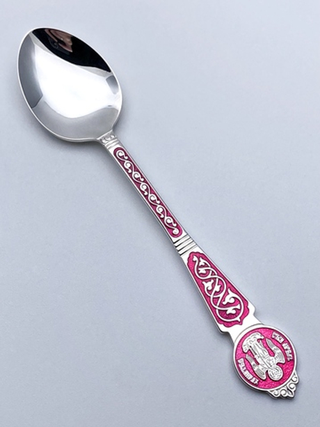 Ложка из серебра /Позолота,чернение,Эмаль/Ангел-Хранитель