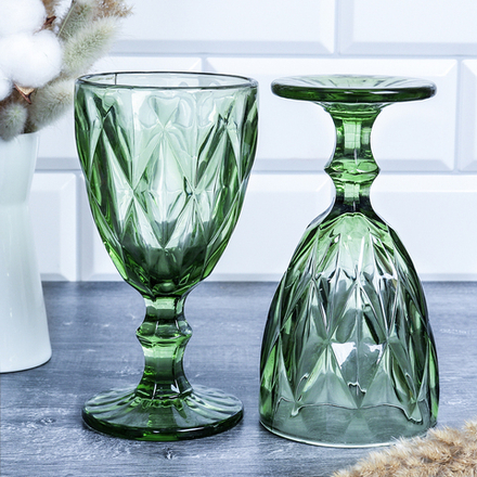 Бокал для вина 350 мл / KF-034-1 /уп 8/ зеленый 721866