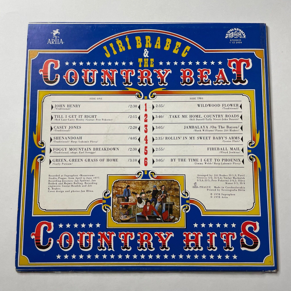 Винтажная виниловая пластинка LP Jiri Brabec and The Country Beat 12 Golden Country Hits (Чехословакия 1978)