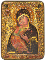 Икона "Образ Владимирской Божьей Матери" 20х15см на натуральном дереве в подарочной коробке