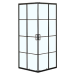 Душевое ограждение Loranto 90x90x190 раздвижная дверь, прозрачное стекло "Лофт клетка" 6 мм, профиль черный матовый (CS-211F-90)