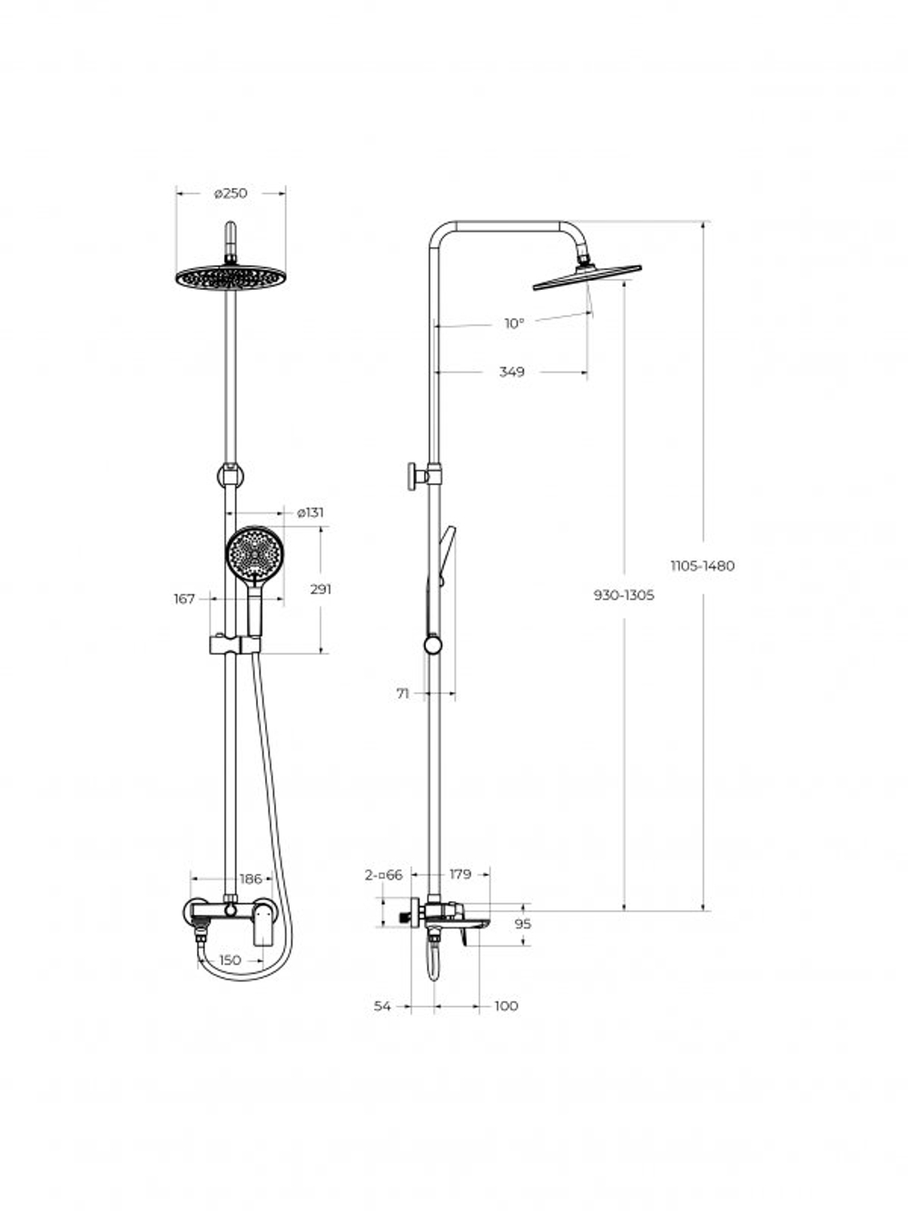 Душевая стойка со смесителем BelBagno MARINO-VSCM-GM