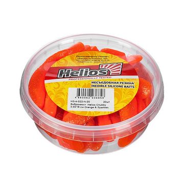Виброхвост несъедоб. Chubby 3,55'/9 см Orange & Sparkles 20шт. (HS-4-022-N-20) Helios