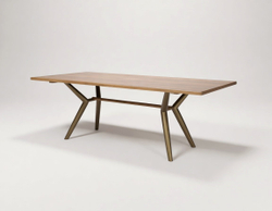 Стол RI010 Brass metal base & Light Grey Ash