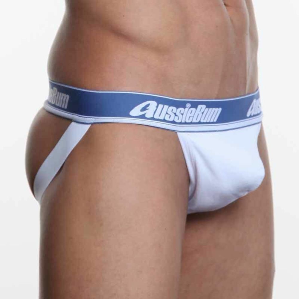 Мужские трусы джоки белые Aussiebum Flexsoft Jockstrap White AB00144