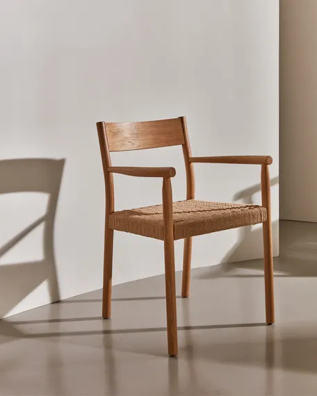 Yalia Стул из массива дуба с натуральной отделкой и сиденьем из 100% веревки