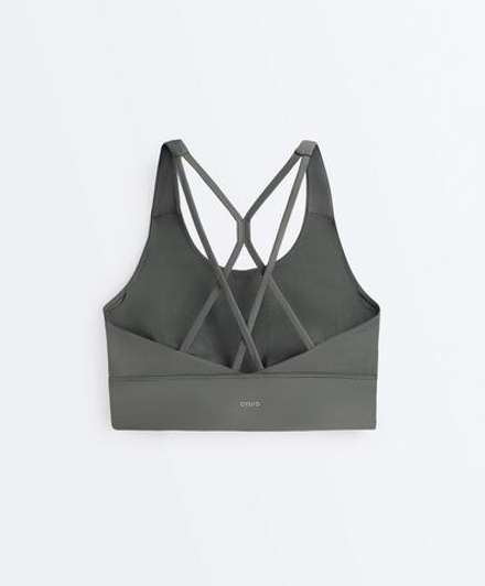 Oysho Спортивный бюстгальтер с бретелями на спине, темно-антрацитовый