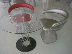 Кресло Platner Lounge H82, черная экокожа, хром