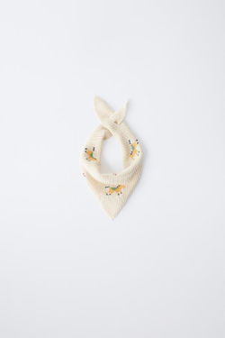 ZARA ВЯЗАНАЯ БАНДАНА С ДЕТАЛЯМИ, ВЫПОЛНЕННЫМИ КРЕСТИКОМ, ЭКРЮ