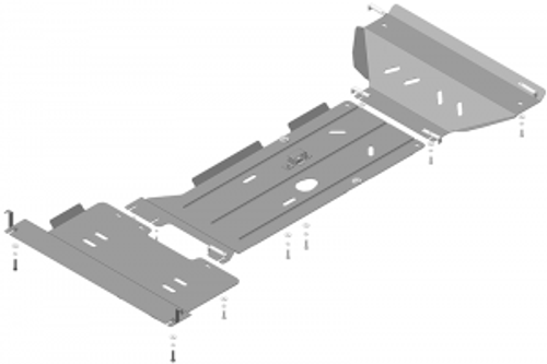 Усиленная защита Motodor картера двигателя, переднего дифференциала, кпп, радиатора, разд. коробки. 2 мм, сталь. для Dodge Ram 1500 2009-2015,Dodge Ram 1500 2015-2018 арт.02905