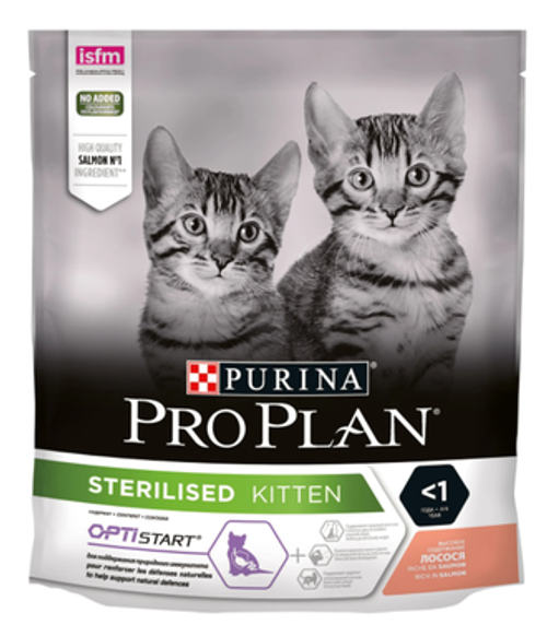 Purina Pro Plan Kitten Sterilised Сухой корм для стерилизованных котят с лососем, 400 г