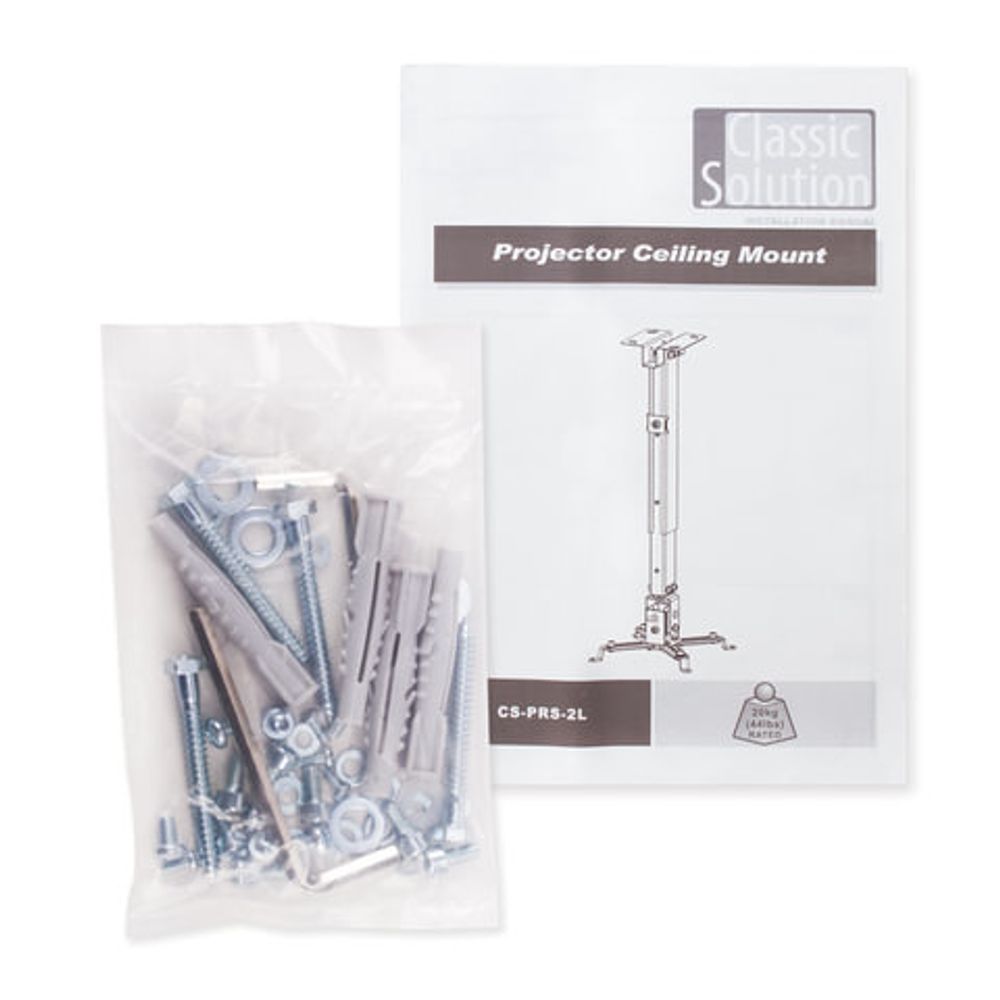 Кронштейн для проектора потолочный CLASSIC SOLUTION CS-PRS-2L, 3 степени свободы, высота 63-100 см, 20 кг, белый