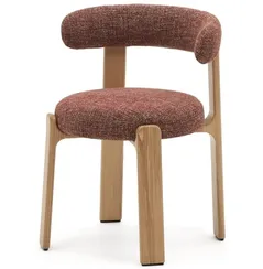 Стул Granite на 4 ножках из терракотового шенилла и массива ясеня в натуральной отделке
