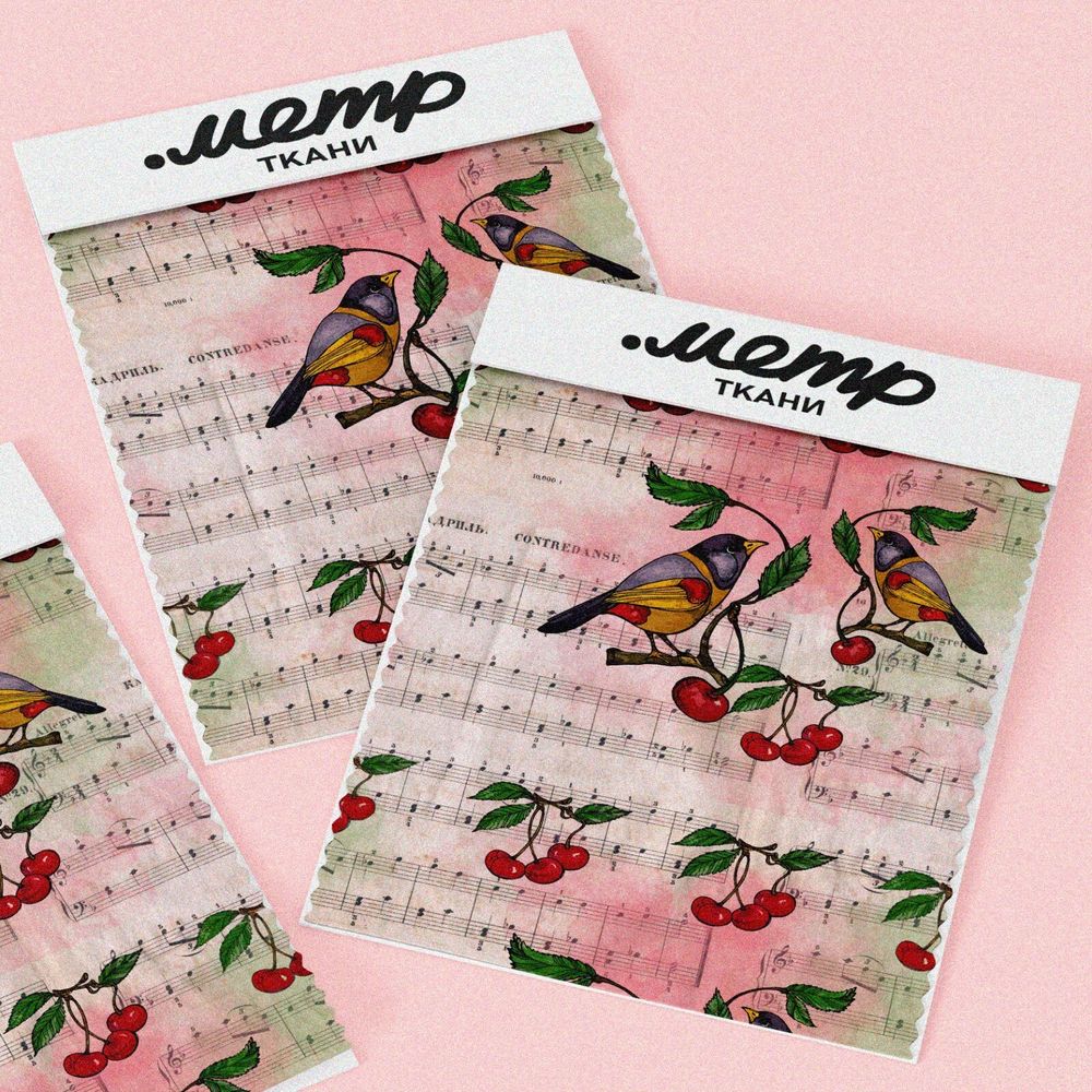 Ткань таффета птички и кадриль