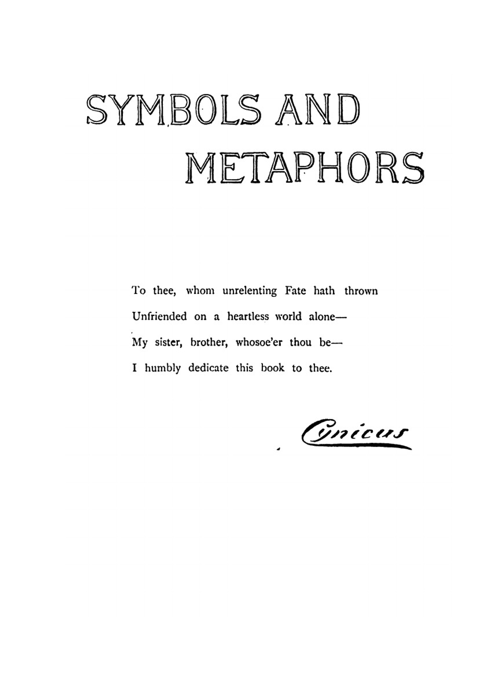 Symbols and Metaphors | Cynicus